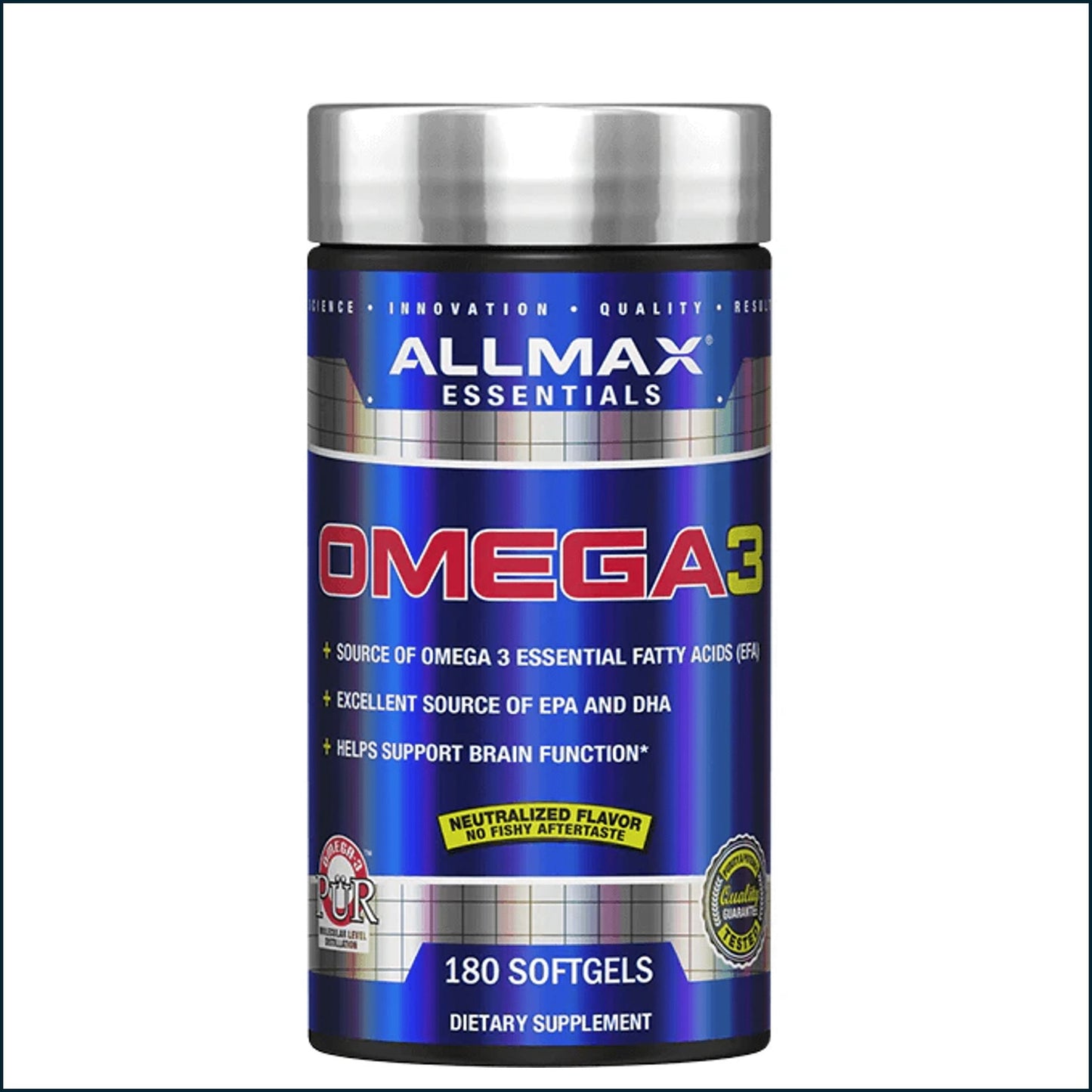 Allmax Omega 3 (Ultra-Pure Cold-Water Fish Oil) 1000mg, 180 Softgels
