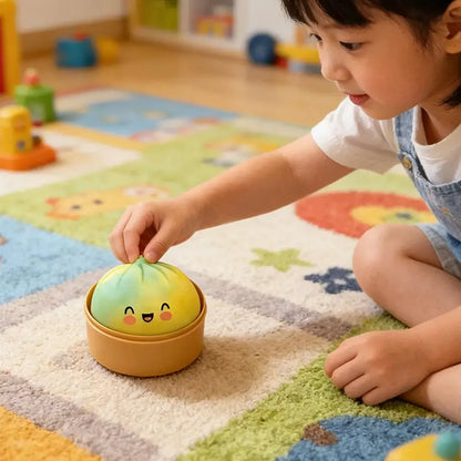 Realistic Giant Dumpling Squeeze Toy with Bamboo Steamer Soft TPR Dough Ball Decompression Fidget Toy Funny Creative Gift
