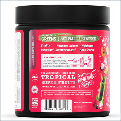Baba Raw Supergreens Powder, 30 Servings