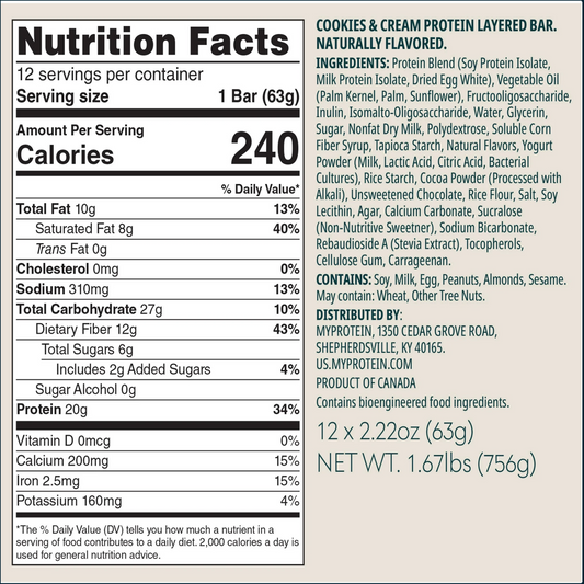 MyProtein Layered Protein Bar, Box of 12